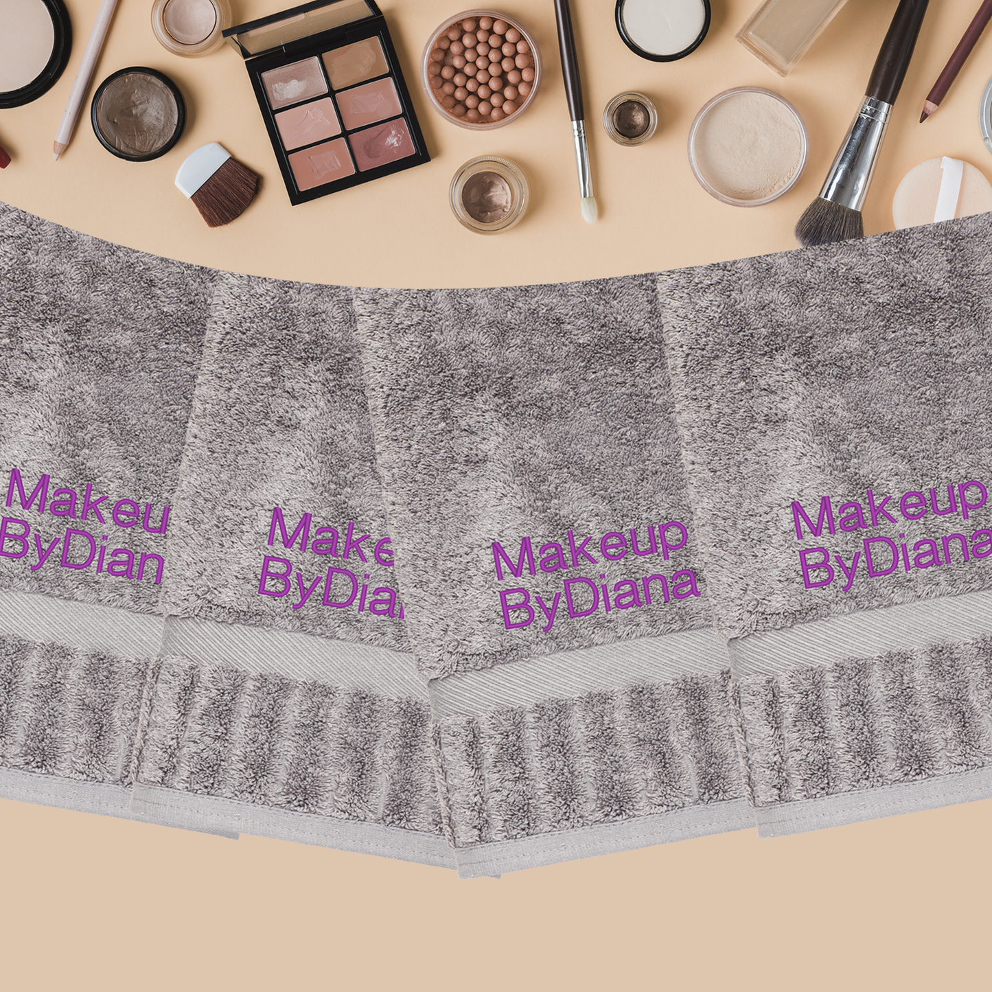 Serviette démaquillante personnalisée, serviette réutilisable grise personnalisée avec nom brodé, écologique et douce, 100% coton égyptien