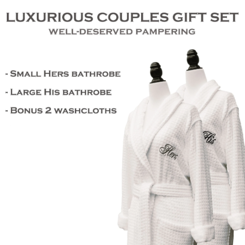 Luxury White Bathrobe Egyptian Cotton, His Hers Embroidery Terry Velour Shawl, Anniversary, Bridesmaid, Wedding Gift, valentine day sale